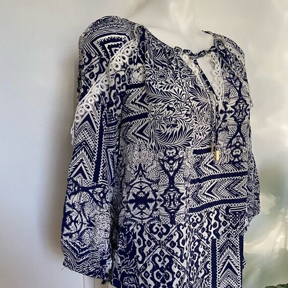 Alice & Trixie 100% Silk mixed floral geometric print blouse - Picture 12 of 13